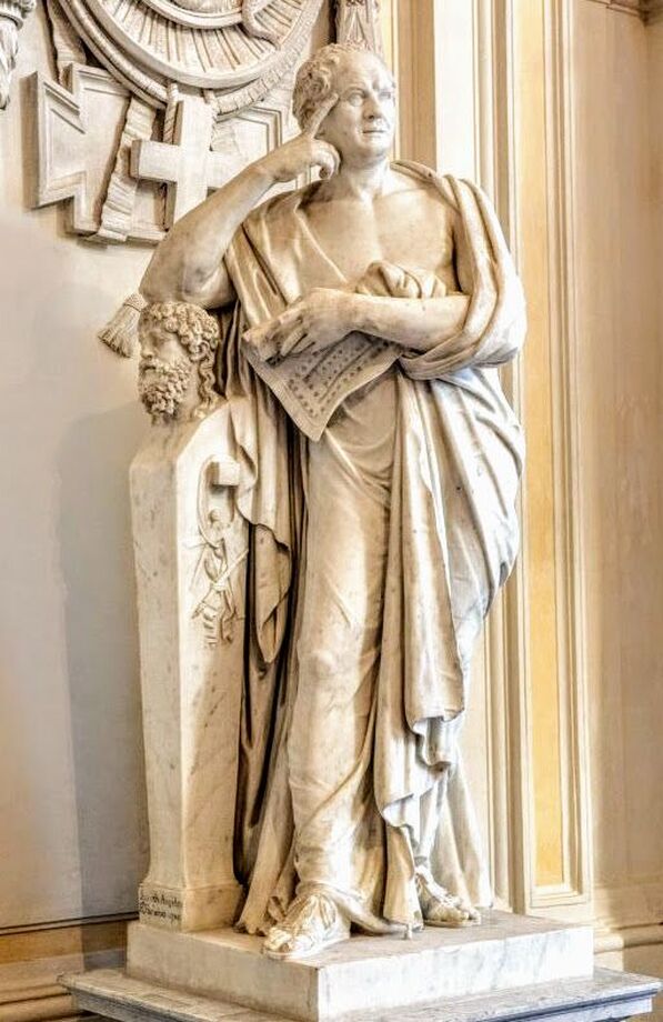 Statue of Giovanni Battista Piranesi by Giuseppe Angelini, Santa Maria del Priorato, Rome
