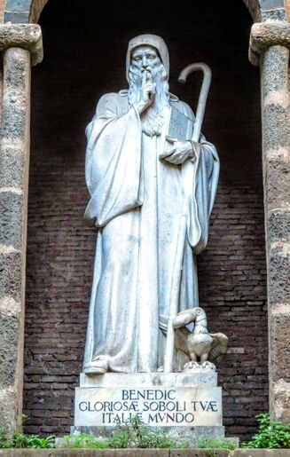 Statue of St Benedict, Abbazia delle Tre Fontane, Rome