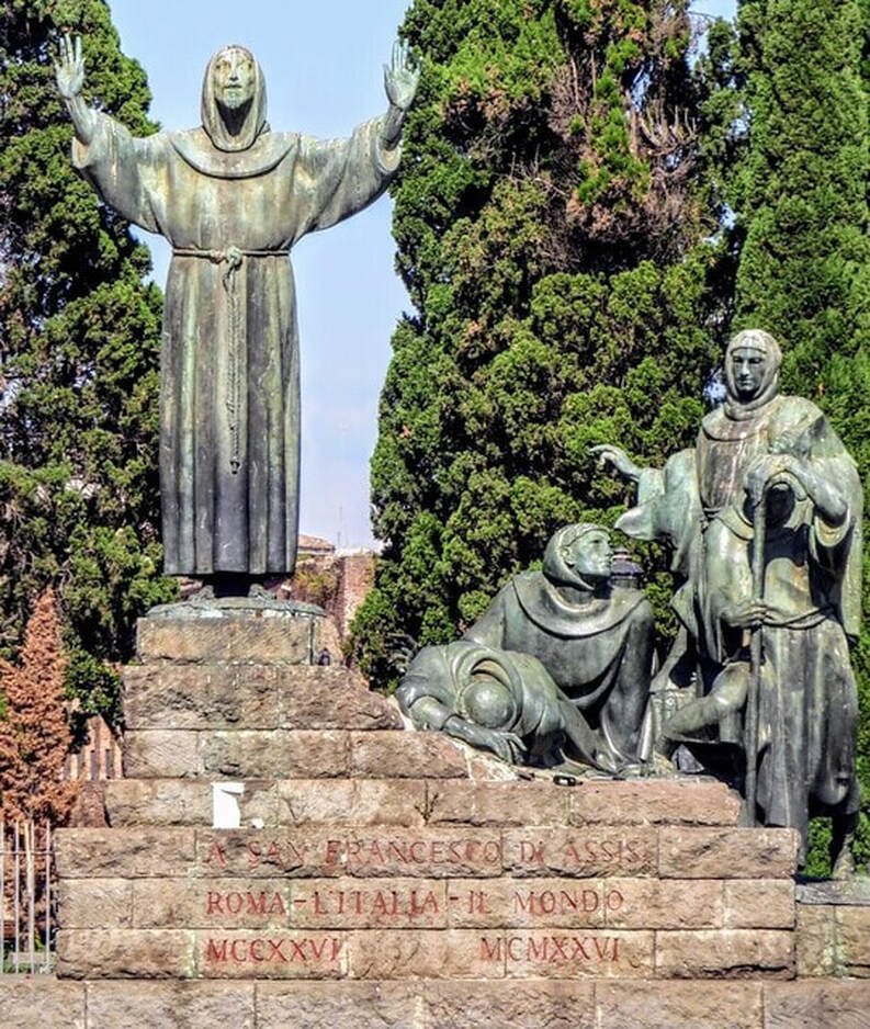 Statue of St Francis of Assisi (1927) by Giuseppe Tonnini, Piazza di Porta San Giovanni, Rome