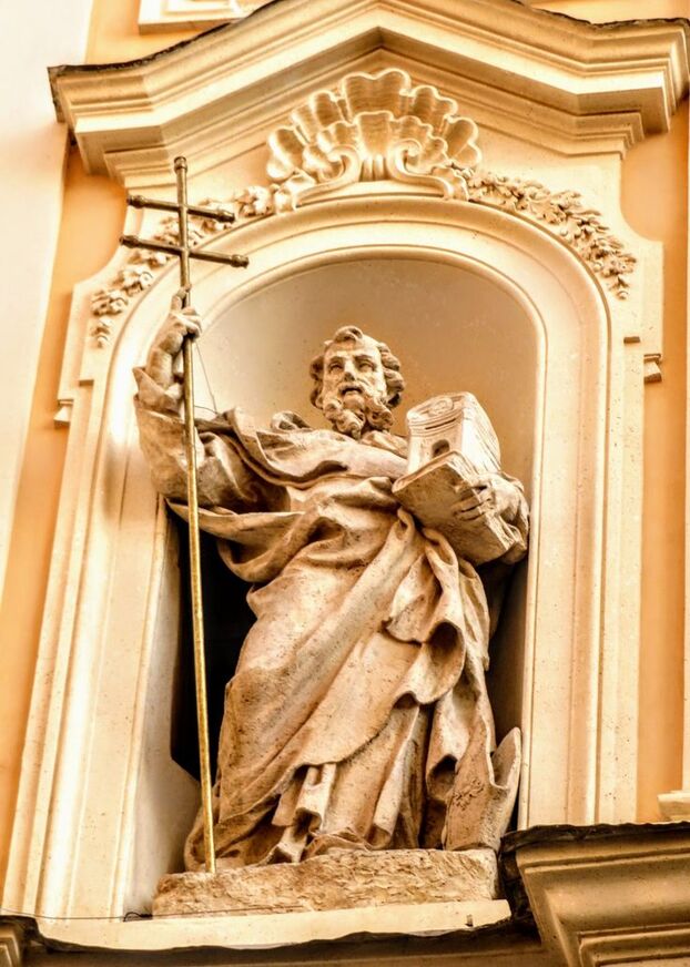 Statue of St John of Matha, facade of the church of Santissima Trinita degli Spagnoli, Rome