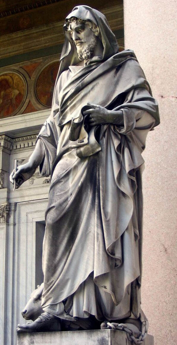 Statue of St Luke by Giuseppe Obici, church of St Paul Outside the Walls, Rome
