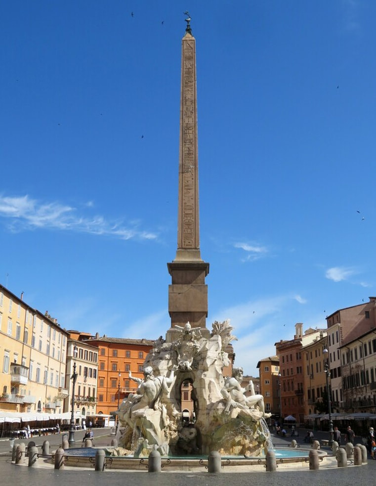 The 'Agonalis' Obelisk, Fountain of Four Rivers, Piazza Navona, Rome