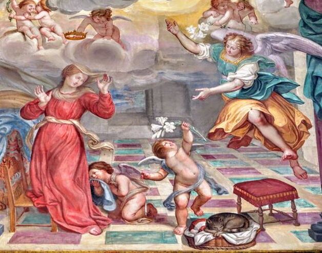 The Annunciation (1686-91), a fresco by Fra Umile da Foligno, Santa Maria in Aracoeli, Rome