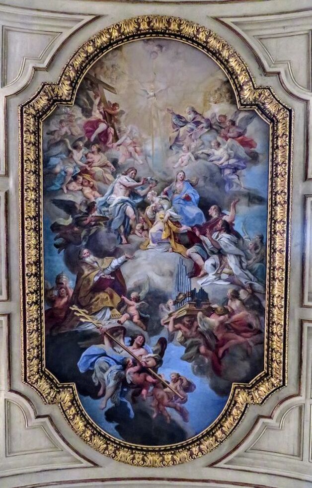 The Coronation of St Cecilia (c. 1727) by Sebastian Conca, ceiling of the church of Santa Cecilia in Trastevere, Rome