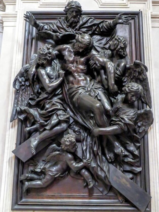 The Deposition, bronze relief by Cosimo Fancelli, Santa Maria della Pace, Rome