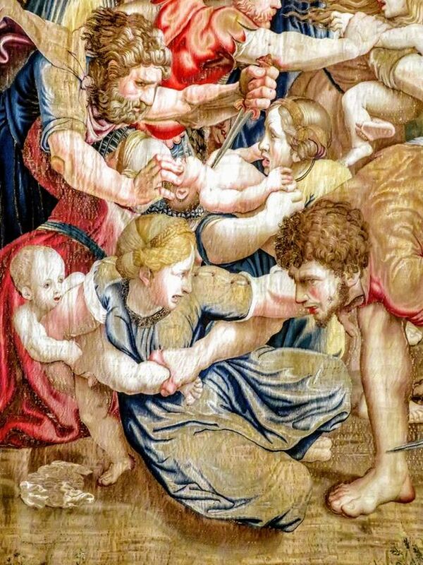 The Massacre of the Innocents, a detail of a tapestry in the Vatican Museums, Rome