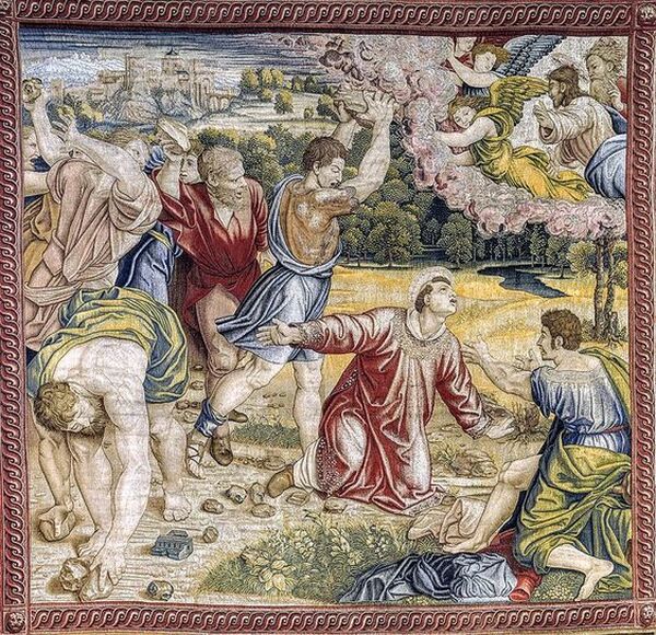 The Stoning of St Stephen, tapestry by Pieter van der Aelst, Vatican Museums, Rome