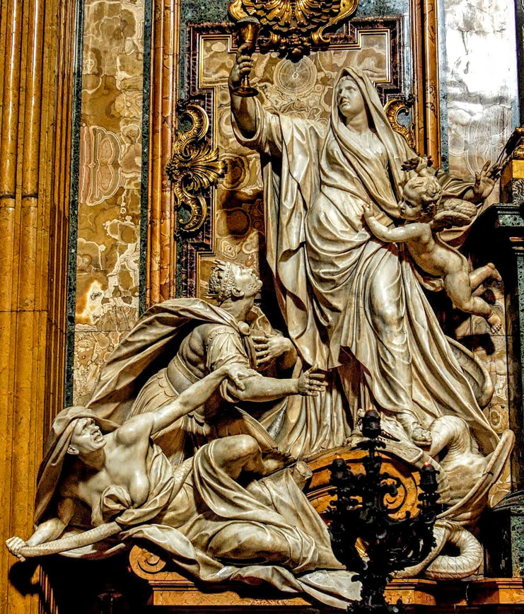 Triumph of Faith Over Idolatry by Jean-Baptiste Theodon, Chapel of St Ignatius, Chiesa del Gesu, Rome