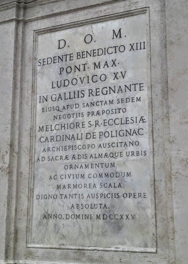 Upper inscription, Spanish Steps, Rome