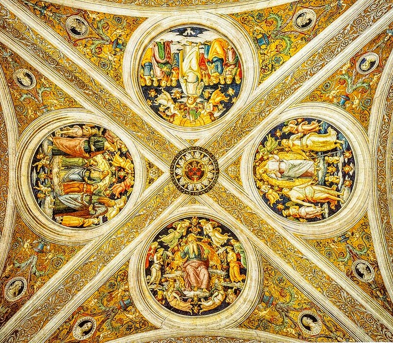Vault frescoes, Stanza dell' Incendio, Vatican Museums, Rome