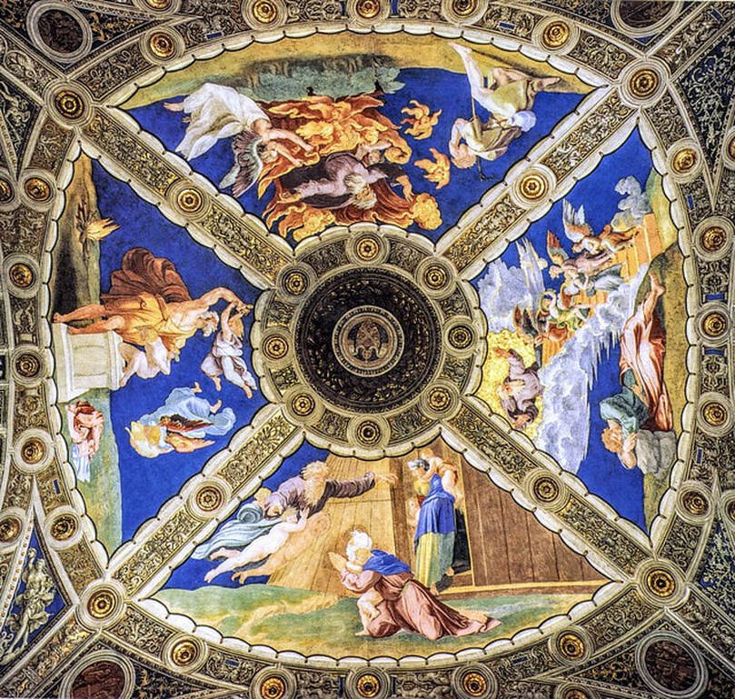 Vault frescoes, Stanza di Eliodoro, Vatican Museums, Rome
