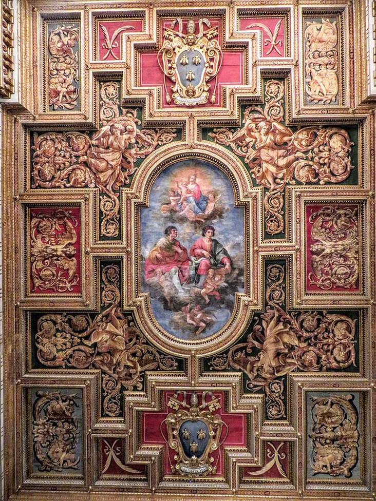 Wooden ceiling, church of Santi Cosma e Damiano, Rome