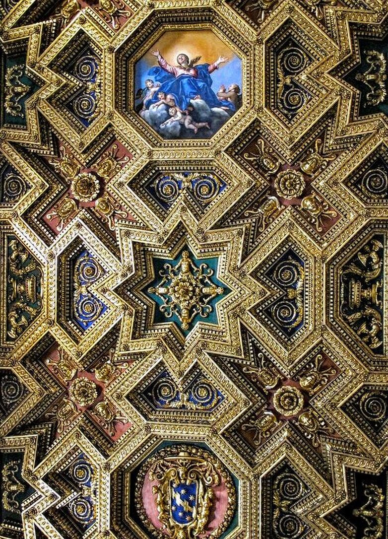 Wooden ceiling of church of Santa Maria in Trastevere, Rome