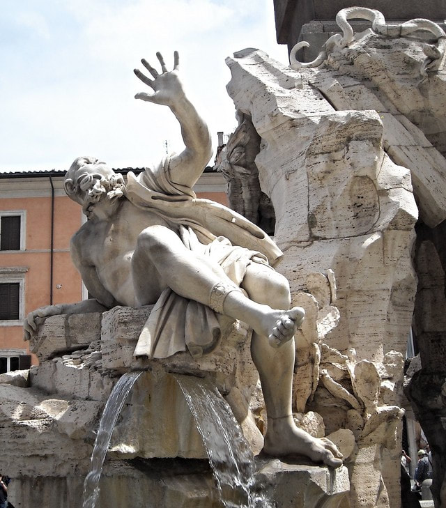 River Plate by Francesco Baratta, Fountain of the Four Rivers, Piazza Navona, Rome