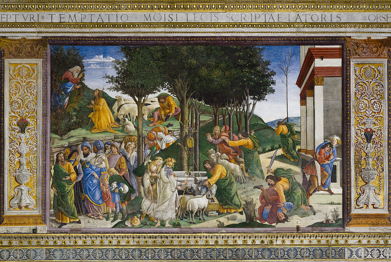 The Temptation of Moses by Botticelli, Sistine Chapel, Rome