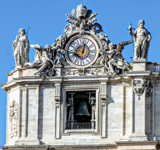 South clock, facade of St Peter's Basilica, Rome