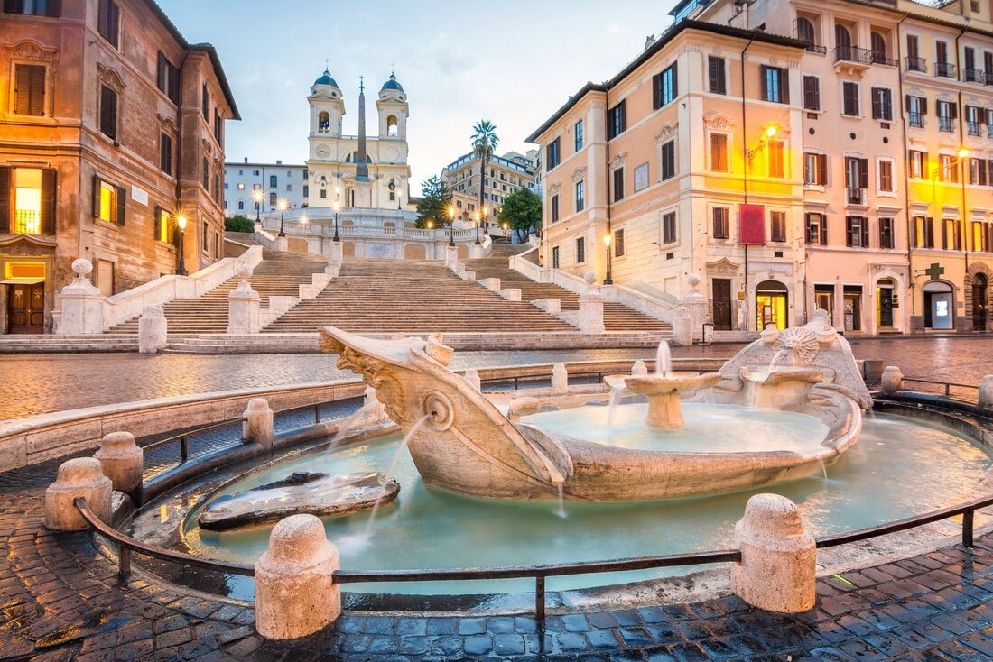 The Spanish Steps with the Fontana della Barcaccia, Rome