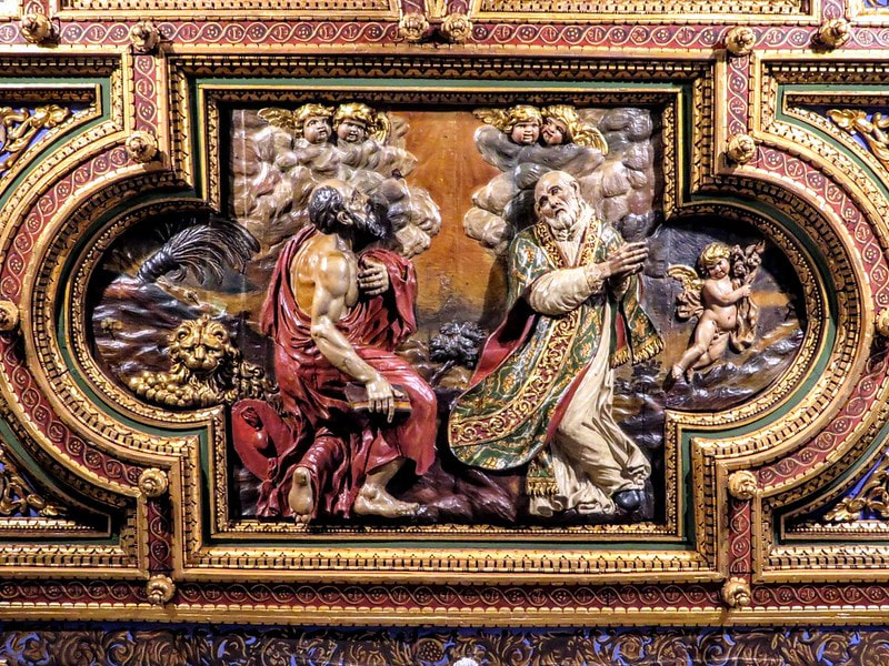 St Jerome and St Philip Neri, wooden ceiling panel, church of San Girolamo della Carita, Rome