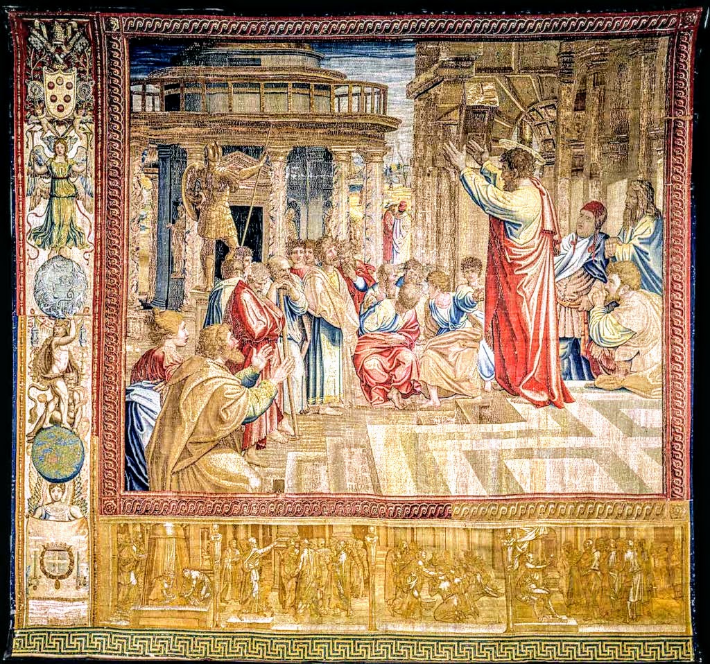St Paul Preaching at Athens, 'Raphael' tapestry, Pinacoteca, Vatican Museums, Rome