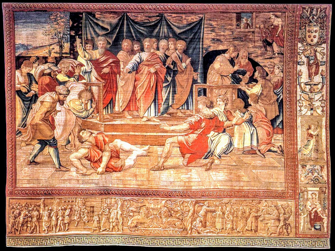 St Peter and the Death of Ananias, 'Raphael' tapestry, Pinacoteca, Vatican Museums, Rome