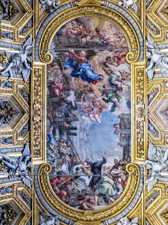 St Philip's Vision by Pietro da Cortona, fresco in the vault of the nave of the Chiesa Nuova, Rome