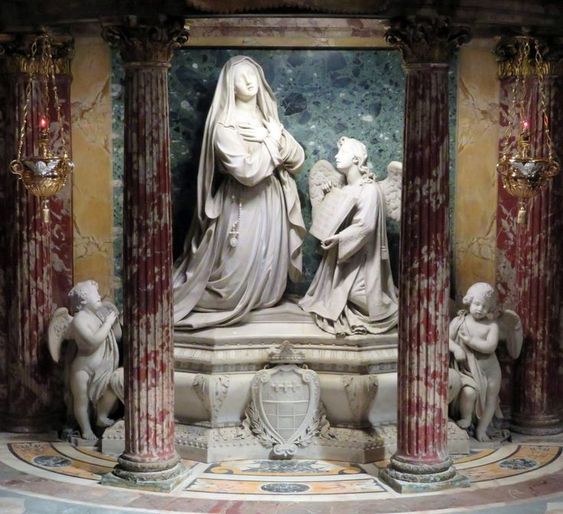 Statue of St Frances of Rome and the Angel (1866) by Giosuè Meli, church of Santa Francesca Romana, Rome