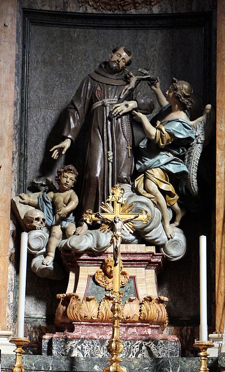 Statue of St Francis With Two Angels by Fra Diego da Careri, San Francesco a Ripa, Rome