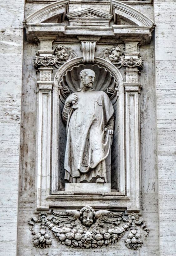 Statue of St Genesius, facade of the church of Santa Susanna, Rome