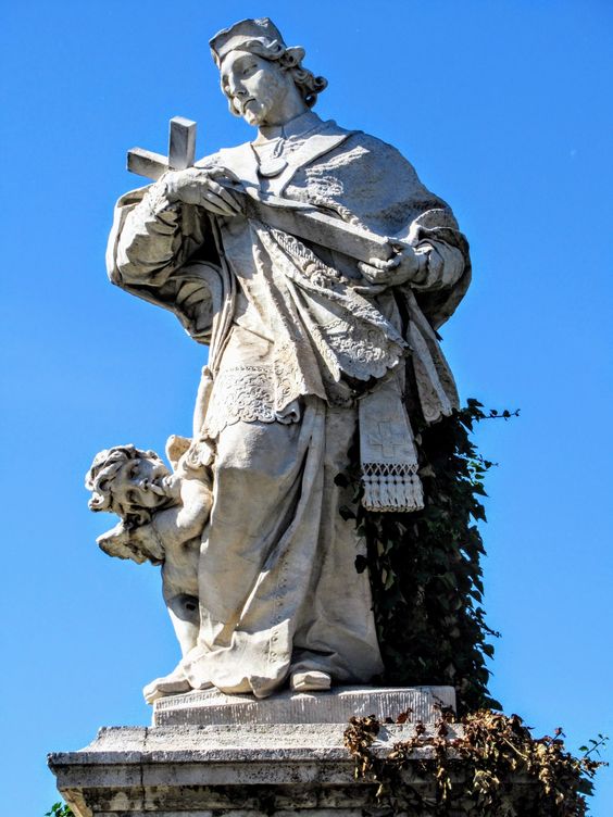 Statue of St John of Nepomuk by Agostino Cornacchini (1686-1754), Ponte Milvio, Rome