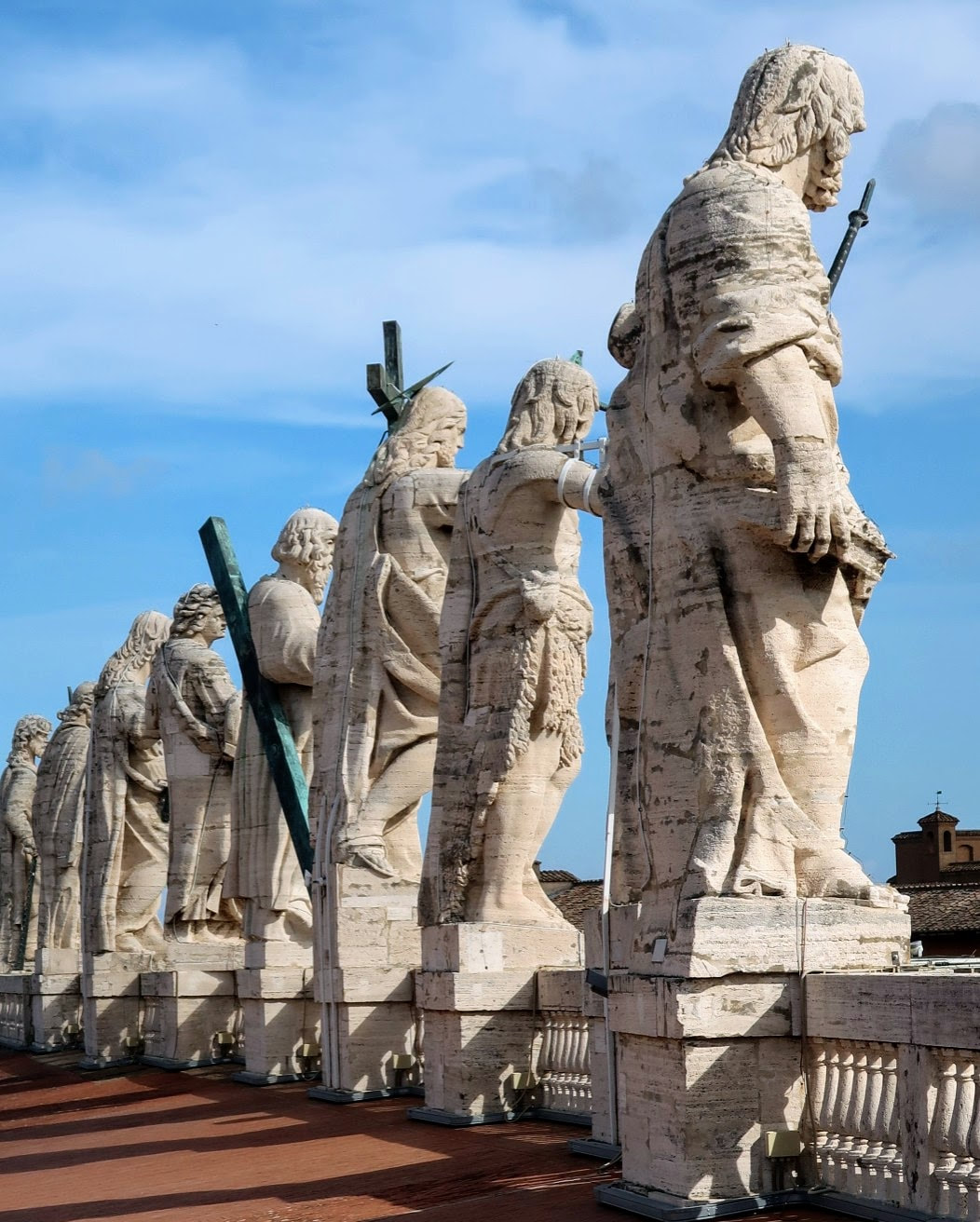 Statues crowning facade of St Peter's Basilica, Rome