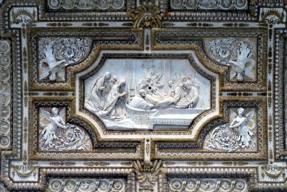Stucco relief on vault of atrium of St Peter's Basilica, Rome