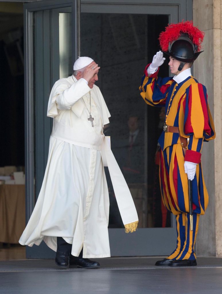 A Swiss Guard Salutes Pope Francis, Vatican City, Rome