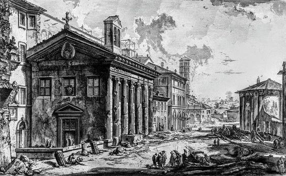 Temple of Fortuna Virilis (Church of Santa Maria Egiziaca), etching by Piranesi