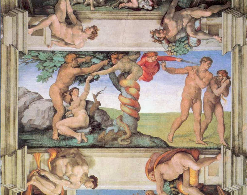 The Temptation and Expulsion, fresco by Michelangelo, Sistine Chapel