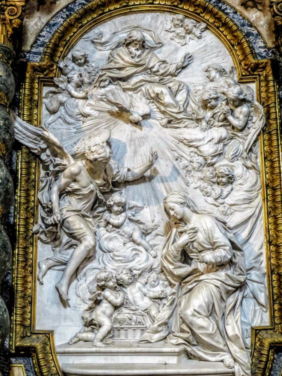 The Annunciation, bas-relief by Filippo della Valle (1698-1768), church of Sant' Ignazio, Rome