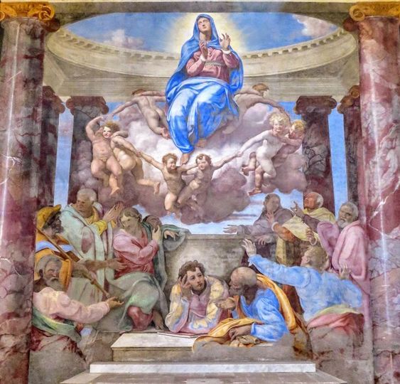 The Assumption of the Virgin Mary, fresco by Daniele da Volterra, church of SantissimaTrinita dei Monti, Rome