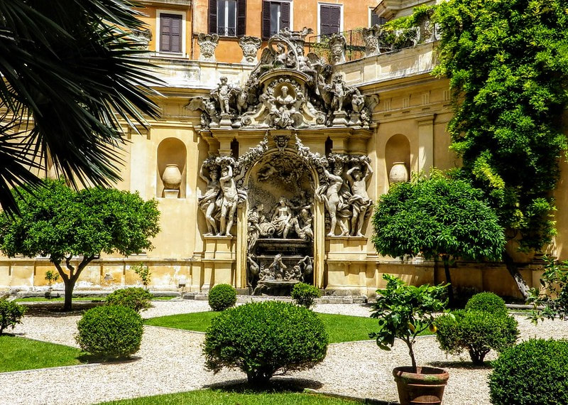 The Bagno di Venere by Leonardo Reti, wall-fountain in the garden of the Palazzo Borghese, Rome