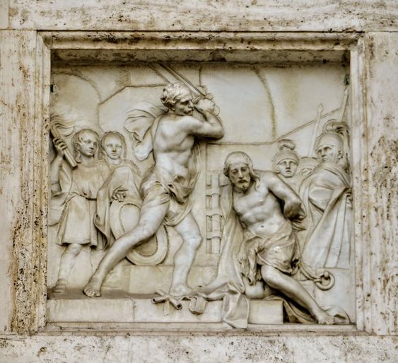 The Beheading of St John the Baptist, bas-relief on the facade of the church of San Giovanni dei Fiorentini, Rome
