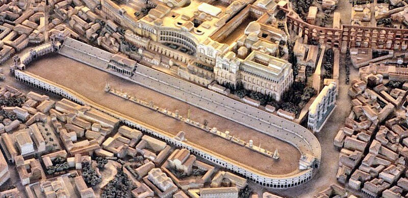 The Circus Maximus, a detail of the Plastico di Roma Imperiale, a model of ancient Rome