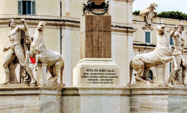 The Dioscuri, base of the Quirinale Obelisk, Piazza del Quirinale, Rome