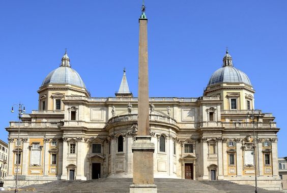 The 'Esquiline' Obelisk stands at the rear of the church of Santa Maria Maggiore, Rome
