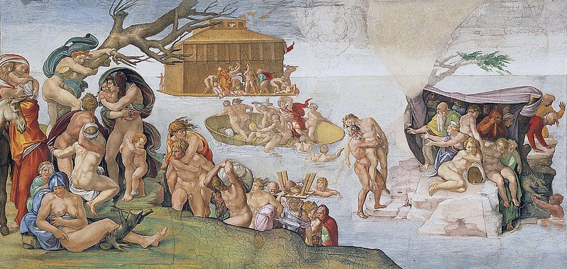 The Flood, fresco by Michelangelo, Sistine Chapel