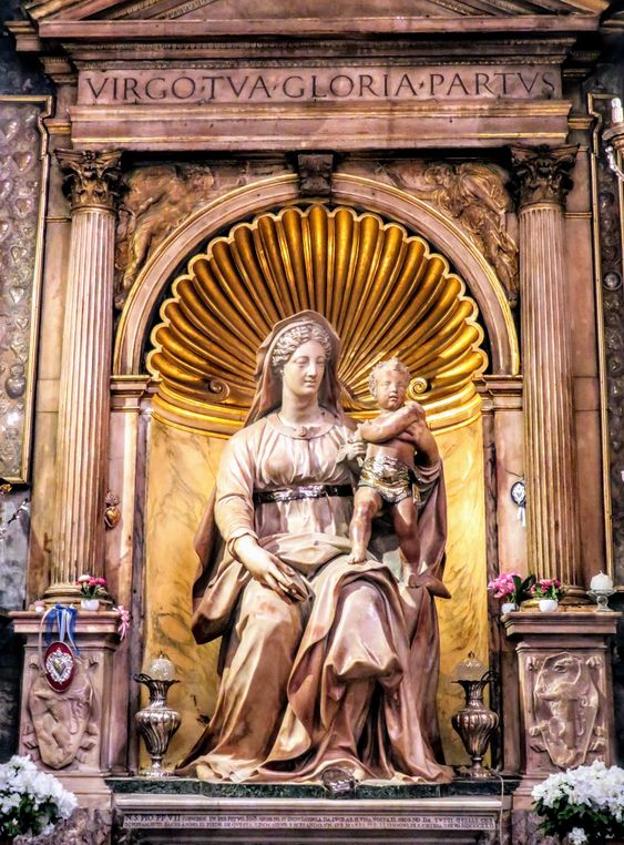 The Madonna del Parto (Madonna of Childbirth, 1521) by Jacopo Sansovino, church of Sant' Agostino, Rome
