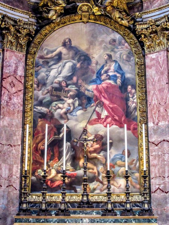 The Madonna Presenting St Charles Borromeo and St Ambrose to Christ by Carlo Maratta, San Carlo al Corso, Rome