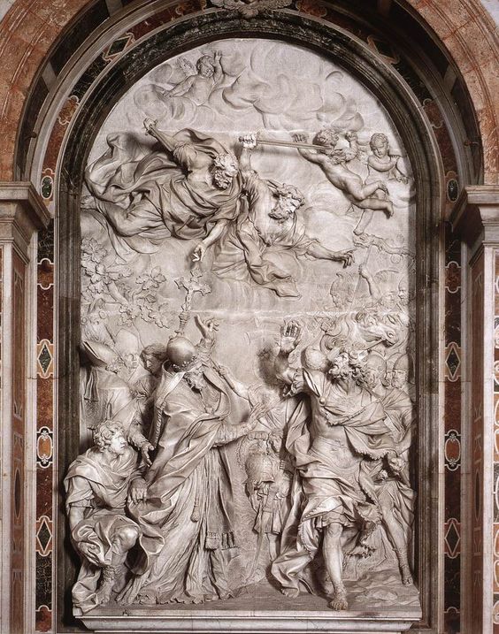 The Meeting of Pope Leo I and Attila, bas-relief by Alessandro Algardi, St Peter's Basilica, Rome