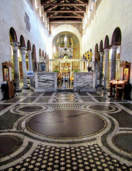 The nave of the church of Santa Maria in Cosmedin, Rome