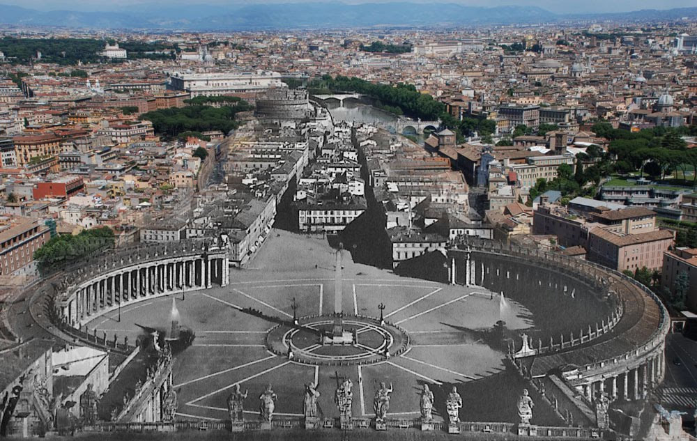 The Spina di Borgo before its destruction, Rome 