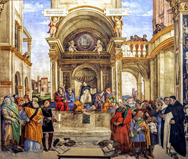 Triumph of St Thomas Aquinas, fresco by Filippino Lippi, Carafa Chapel, Santa Maria sopra Minerva, Rome 