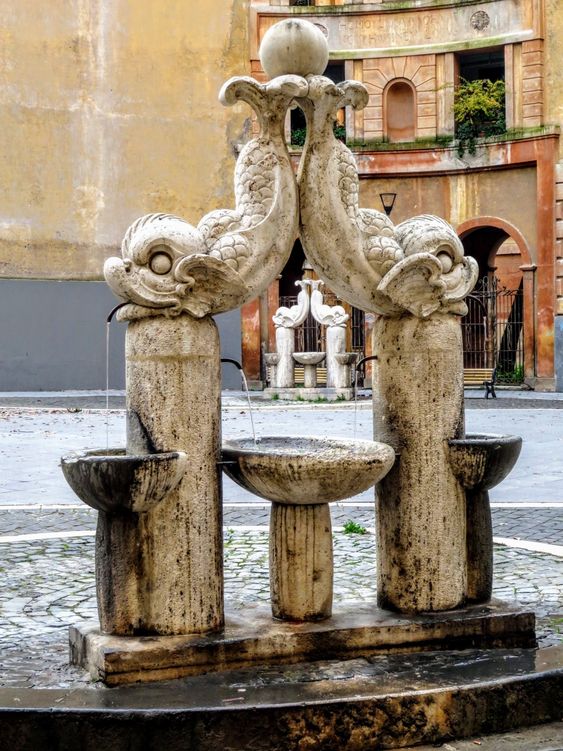 Twin Fountains of the Dolphins, Piazza Perin del Vaga, Rome