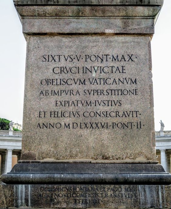 'Vatican' Obelisk, inscription (north face), St Peter's Square, Rome